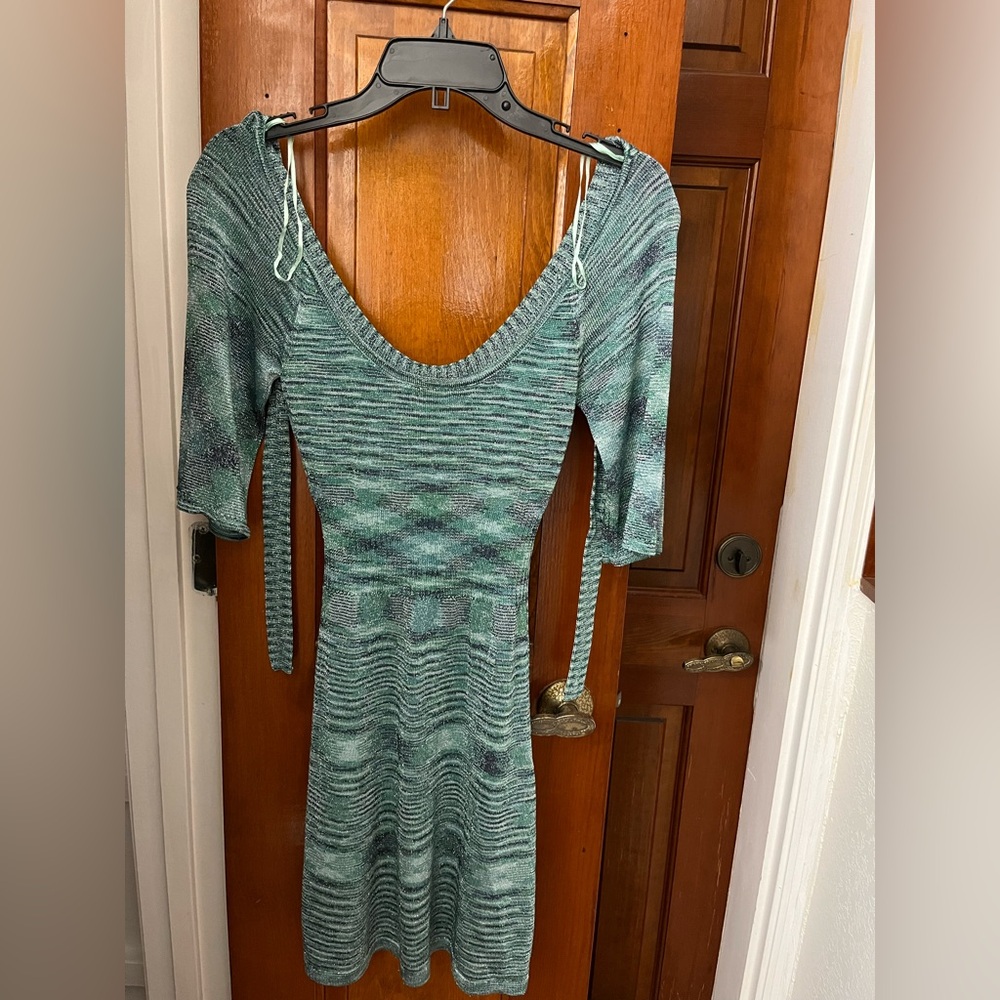 Guess Green Ribbed, Form Fitting Dress